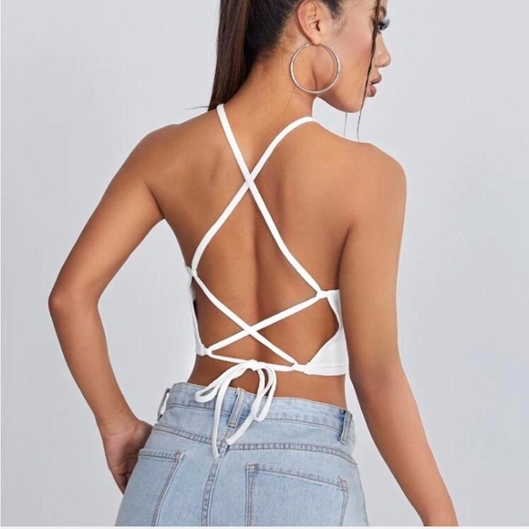 Tops - White Backless Crop Top